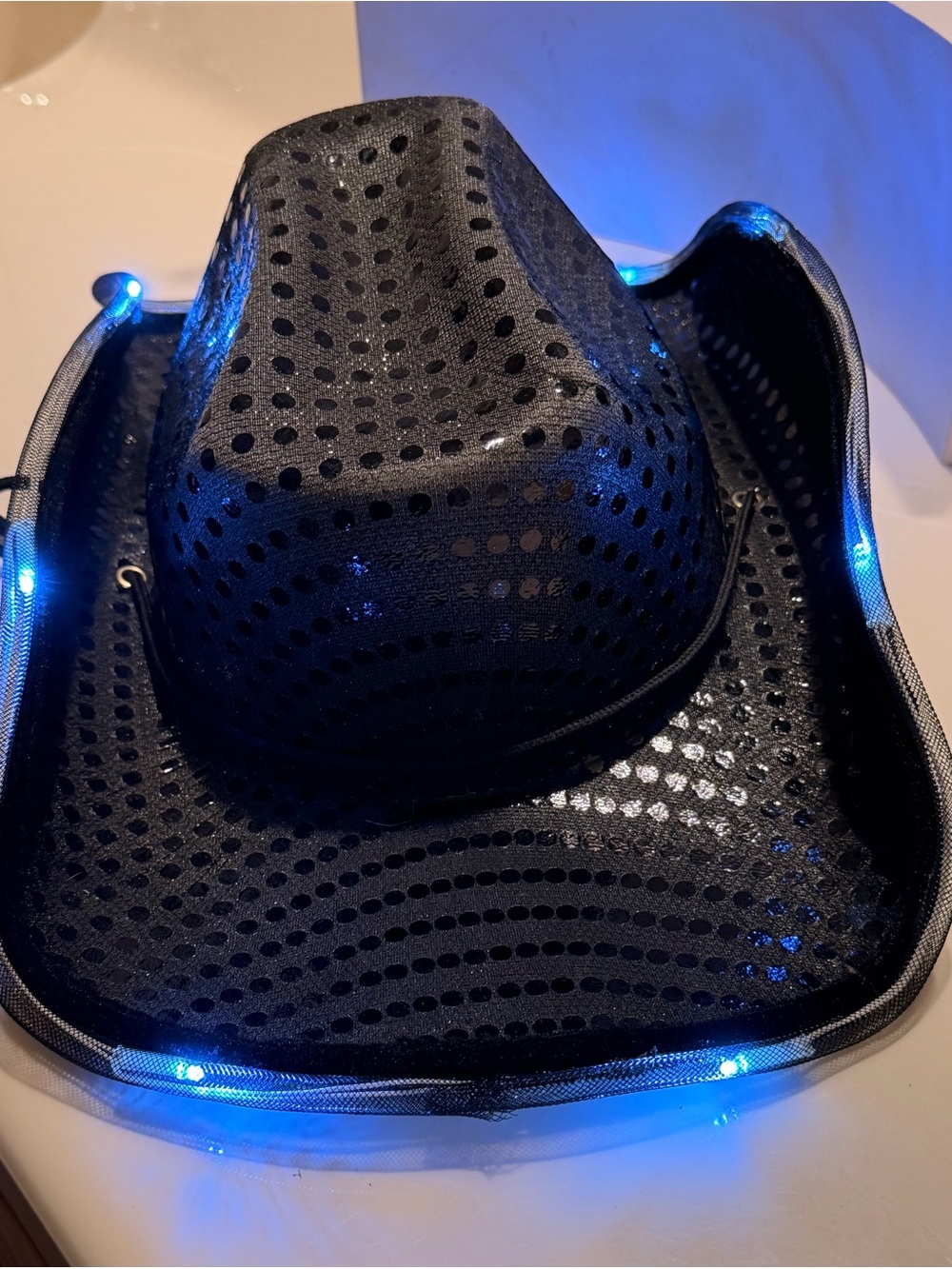 Black LED Perforated Cowboy Hat for Women